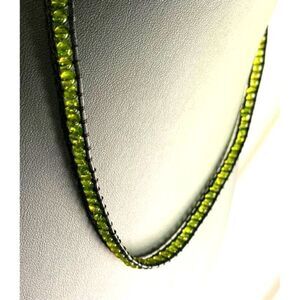 Handmade Macrame rope Yellowish-Green beaded Necklace, Unmarked